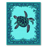 Sea Turtle Teal Coastal Area Rug
