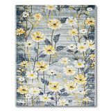 Grey Yellow Daisy Floral Vintage Area Rug
