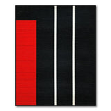Bold Red Stripe Black Geometric Area Rug