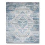 Distressed Blue Teal Tribal Diamond Area Rug