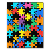 Vibrant Puzzle Piece Washable Area Rug