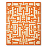 ODIKA Washable Orange Geometric Maze Area Rug - Low Pile Non-Slip Carpet