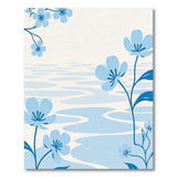 Serene Blue Cherry Blossom Wavy River Rug