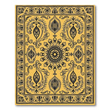 Yellow Traditional Persian Area Rug with Black Paisley