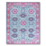 Teal Persian Medallion Area Rug with Hot Pink Borders