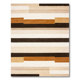 Washable Modern Geometric Striped Area Rug - Brown & Beige Earth Tones