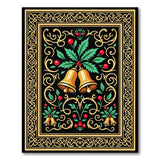 Ornate Gold Bells Holly Festive Rug