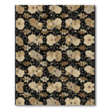 Vintage Beige Floral on Black Area Rug