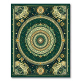 Golden Mandala Emerald Green Area Rug