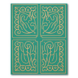 Teal Persian Rug with Golden Owl Motifs
