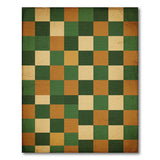 Distressed Vintage Checkered Green Orange Rug
