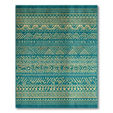 Teal Gold Geometric Heritage Tribal Area Rug