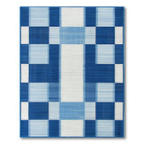 Navy Blue White Woven Patchwork Area Rug