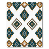 Teal Terracotta Diamond Geometric Area Rug