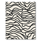 Abstract Wavy Black Lines Beige Area Rug