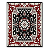Elegant Black Floral Persian Medallion Rug