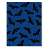 Spooky Black Bat Silhouettes Blue Area Rug