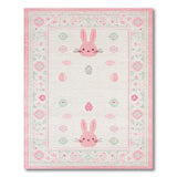 Pink Cute Pink Bunny Easter Egg Kids Area Rug