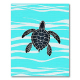 Blue and Teal Teal Sea Turtle Ocean Waves Area Rug