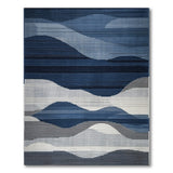 Layered Navy Wave Geometric Area Rug