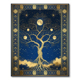 Celestial Golden Tree of Life Navy Rug