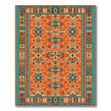 Burnt Orange Teal Southwestern Geometric Rug