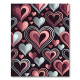 Pink Layered Pink Hearts Geometric Area Rug