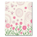 Whimsical Pink Floral Doodle Area Rug
