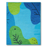 Abstract Green Leaves on Turquoise Blue Area Rug