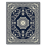 Navy Blue and Teal Navy Blue Traditional Persian Medallion Rug