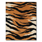 Boho Chic Multi-color and Patterns Bold Orange Tiger Stripe Area Rug