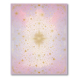 ODIKA Celestial Gold Starburst Washable Area Rug, Lavender Low Pile Non-Slip