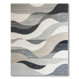 Modern Grey Wavy Abstract Area Rug
