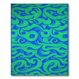 Vibrant Blue Teal Swirling Wave Area Rug