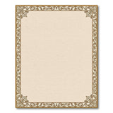 Ornate Gold Scroll Border Beige Area Rug