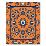 Vibrant Orange Navy Persian Motif Area Rug