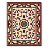 Traditional Persian Rug with Teal Medallion and Red Border