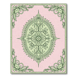 Pink Green Floral Vintage Medallion Rug