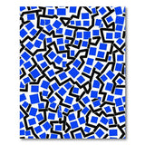 Bold Blue Geometric Squares Area Rug