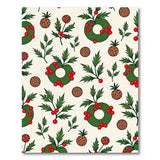 Holly Wreath Berry Pinecone Pattern Area Rug