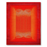 Fiery Red Concentric Geometric Area Rug