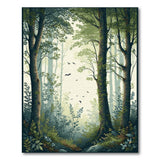 ODIKA Enchanted Forest Washable Area Rug - Low Pile Woodland Nature Print