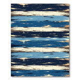Distressed Navy Blue Striped Area Rug