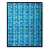 Blue and Teal Teal Blue Geometric Lattice Area Rug