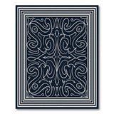 Ornate Black White Swirl Floral Area Rug