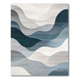 ODIKA Modern Abstract Blue & Grey Washable Area Rug - Low Pile Non-Slip