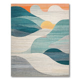 Teal Orange Abstract Wave Sunset Area Rug