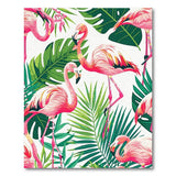 Multi-color and Patterns Pink Flamingo Monstera Leaf Area Rug