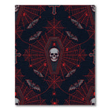 Red Gothic Skull Coffin Web Area Rug