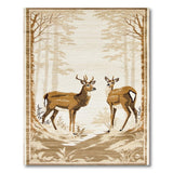 Beige Woodland Deer Forest Area Rug